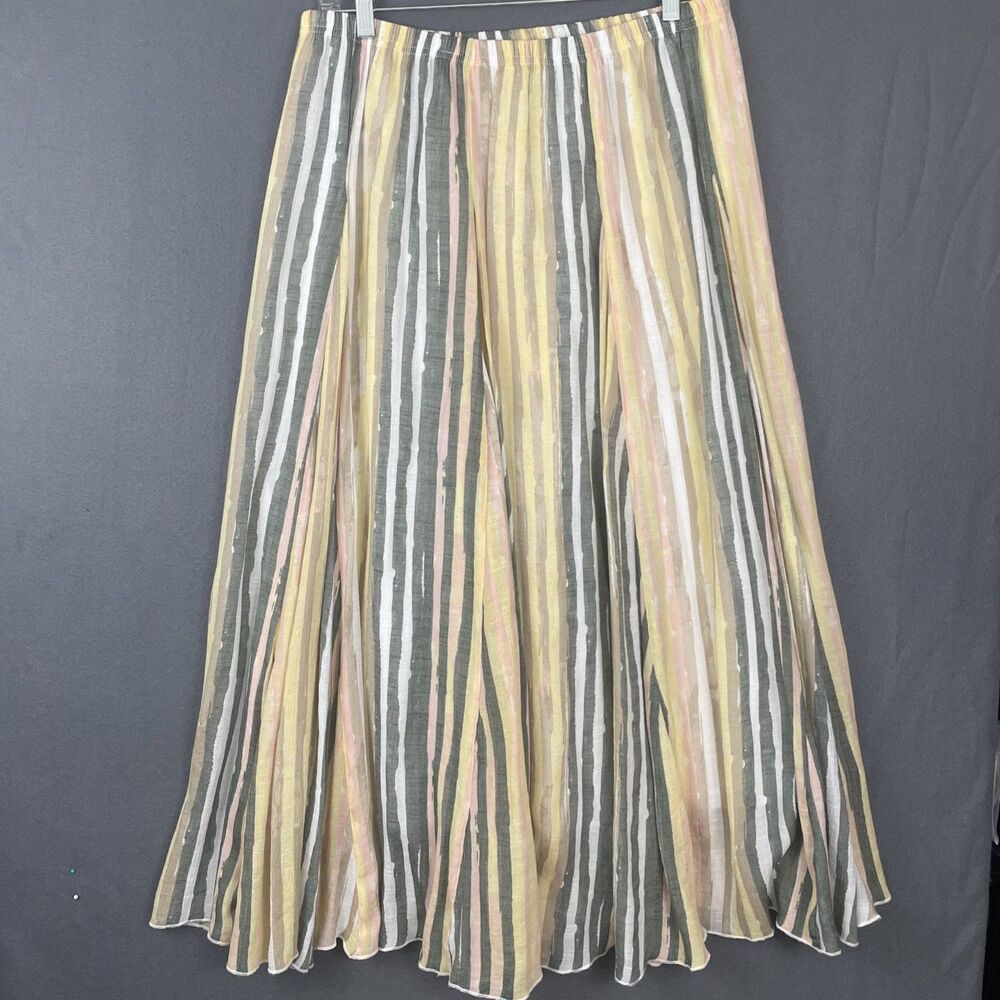 New Directions Womens Plus Size Maxi Length Rainbow Striped Pleated Skirt 1X - Picture 5 of 6